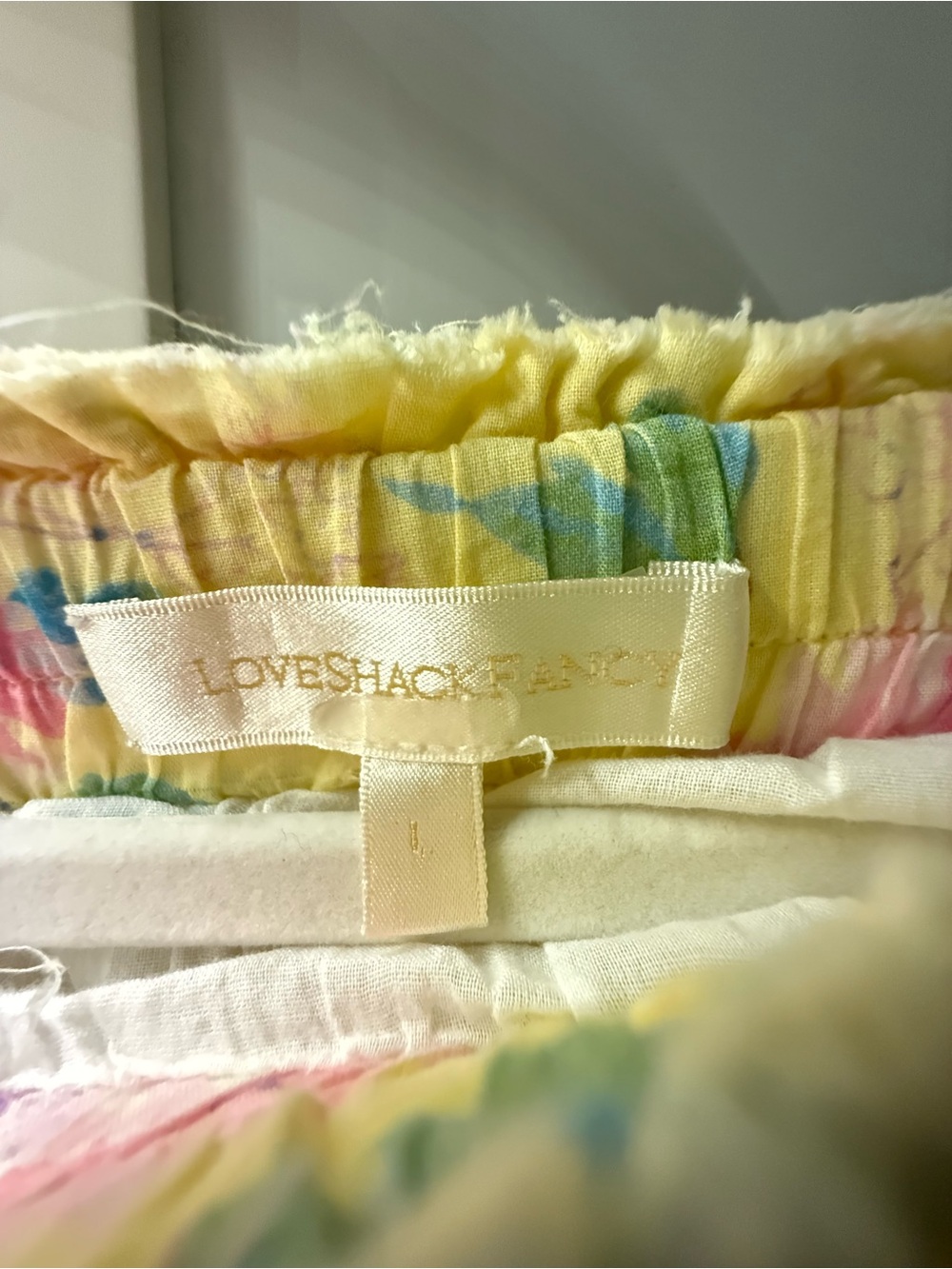 LoveShackFancy Yellow and Pink Floral Ruffle Mini Skirt - Picture 3 of 4